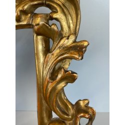 ANTICA PICCOLA CORNICE BAROCCA DORATA LEGNO SCOLPITO 38 cm x 27 cm EPOCA 1850