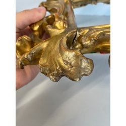 ANTICA PICCOLA CORNICE BAROCCA DORATA LEGNO SCOLPITO 38 cm x 27 cm EPOCA 1850