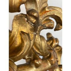 ANTICA PICCOLA CORNICE BAROCCA DORATA LEGNO SCOLPITO 38 cm x 27 cm EPOCA 1850