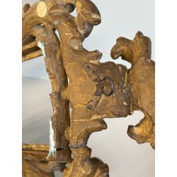 ANTICA PICCOLA CORNICE BAROCCA DORATA LEGNO SCOLPITO 38 cm x 27 cm EPOCA 1850