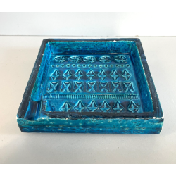 VASO SVUOTATASCHE CERAMICA BITOSSI ALDO LONDI BLU VINTAGE DESIGN ITALIA 1970
