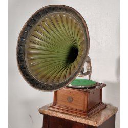 ANTICO GRAMMOFONO a TROMBA Columbia Rec. Grafonola MOVIMENTO Thorens FUNZIONANTE