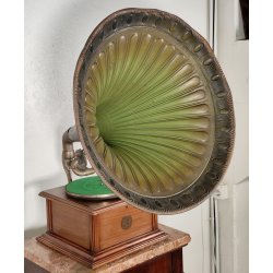 ANTICO GRAMMOFONO a TROMBA Columbia Rec. Grafonola MOVIMENTO Thorens FUNZIONANTE
