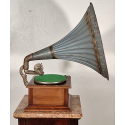 ANTICO GRAMMOFONO a TROMBA Columbia Rec. Grafonola MOVIMENTO Thorens FUNZIONANTE