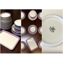 SET PIATTI MOD. Eco DESIGN Gariboldi per Richard Ginori 27 pz ROSA VERDE-BLU '72