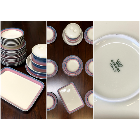 SET PIATTI MOD. Eco DESIGN Gariboldi per Richard Ginori 27 pz ROSA VERDE-BLU '72