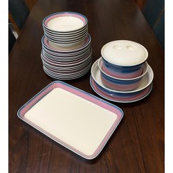SET PIATTI MOD. Eco DESIGN Gariboldi per Richard Ginori 27 pz ROSA VERDE-BLU '72