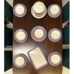 SET PIATTI MOD. Eco DESIGN Gariboldi per Richard Ginori 27 pz ROSA VERDE-BLU '72