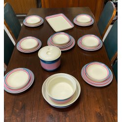 SET PIATTI MOD. Eco DESIGN Gariboldi per Richard Ginori 27 pz ROSA VERDE-BLU '72