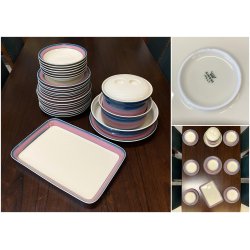 SET PIATTI MOD. Eco DESIGN Gariboldi per Richard Ginori 27 pz ROSA VERDE-BLU '72
