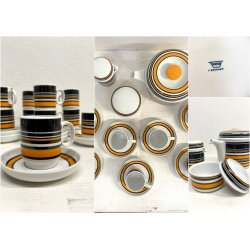 SERVIZIO CAFFè VINTAGE 10 pers THOMAS Rosenthal GROUP ARANCIONE NERO Germany '70