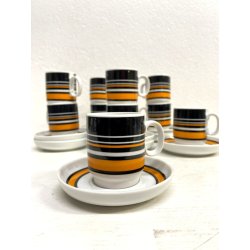 SERVIZIO CAFFè VINTAGE 10 pers THOMAS Rosenthal GROUP ARANCIONE NERO Germany '70