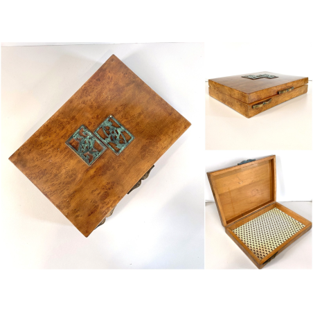 SCATOLA da GIOCO LEGNO RADICA MULTIUSO SENZA SCOMPARTI SCRIVANIA LETTERE VINTAGE