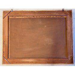 GRANDE DIPINTO OLIO PAESAGGIO VILLAGGIO NORDICO ANTICO BORGO INNEVATO '900