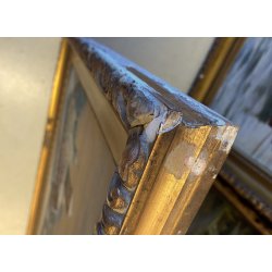 GRANDE DIPINTO OLIO PAESAGGIO VILLAGGIO NORDICO ANTICO BORGO INNEVATO '900