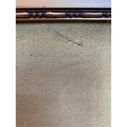 GRANDE DIPINTO OLIO PAESAGGIO VILLAGGIO NORDICO ANTICO BORGO INNEVATO '900