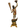 ANTICA SCULTURA LEGNO MORETTO VENEZIANO GONDOLIERE LIVREA TORCERE XIX sec 88cm/h