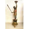 ANTICA SCULTURA LEGNO MORETTO VENEZIANO GONDOLIERE LIVREA TORCERE XIX sec 88cm/h