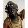 ANTICA SCULTURA LEGNO MORETTO VENEZIANO GONDOLIERE LIVREA TORCERE XIX sec 88cm/h