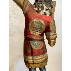 ANTICA SCULTURA LEGNO MORETTO VENEZIANO GONDOLIERE LIVREA TORCERE XIX sec 88cm/h