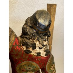 ANTICA SCULTURA LEGNO MORETTO VENEZIANO GONDOLIERE LIVREA TORCERE XIX sec 88cm/h