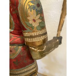 ANTICA SCULTURA LEGNO MORETTO VENEZIANO GONDOLIERE LIVREA TORCERE XIX sec 88cm/h