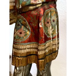 ANTICA SCULTURA LEGNO MORETTO VENEZIANO GONDOLIERE LIVREA TORCERE XIX sec 88cm/h