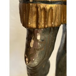 ANTICA SCULTURA LEGNO MORETTO VENEZIANO GONDOLIERE LIVREA TORCERE XIX sec 88cm/h