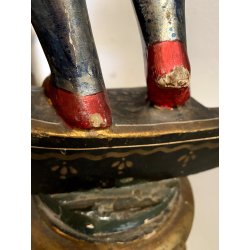 ANTICA SCULTURA LEGNO MORETTO VENEZIANO GONDOLIERE LIVREA TORCERE XIX sec 88cm/h