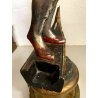ANTICA SCULTURA LEGNO MORETTO VENEZIANO GONDOLIERE LIVREA TORCERE XIX sec 88cm/h