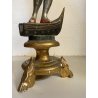 ANTICA SCULTURA LEGNO MORETTO VENEZIANO GONDOLIERE LIVREA TORCERE XIX sec 88cm/h