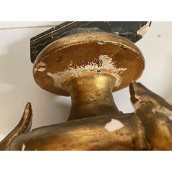 ANTICA SCULTURA LEGNO MORETTO VENEZIANO GONDOLIERE LIVREA TORCERE XIX sec 88cm/h