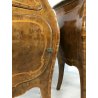 ANTICA COPPIA COMODINO RADICA NOCE STILE BAROCCO INTARSIATO LEGNO MARMO 1900