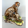 GRANDE RARA SCULTURA CERAMICA FAVARO CECCHETTO ANNI 60 TIGRE LEOPARDO CUCCIOLI