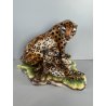 GRANDE RARA SCULTURA CERAMICA FAVARO CECCHETTO ANNI 60 TIGRE LEOPARDO CUCCIOLI