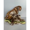 GRANDE RARA SCULTURA CERAMICA FAVARO CECCHETTO ANNI 60 TIGRE LEOPARDO CUCCIOLI