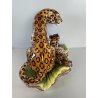 GRANDE RARA SCULTURA CERAMICA FAVARO CECCHETTO ANNI 60 TIGRE LEOPARDO CUCCIOLI