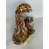 GRANDE RARA SCULTURA CERAMICA FAVARO CECCHETTO ANNI 60 TIGRE LEOPARDO CUCCIOLI
