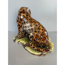 GRANDE RARA SCULTURA CERAMICA FAVARO CECCHETTO ANNI 60 TIGRE LEOPARDO CUCCIOLI