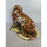 GRANDE RARA SCULTURA CERAMICA FAVARO CECCHETTO ANNI 60 TIGRE LEOPARDO CUCCIOLI