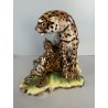 GRANDE RARA SCULTURA CERAMICA FAVARO CECCHETTO ANNI 60 TIGRE LEOPARDO CUCCIOLI