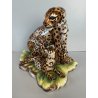 GRANDE RARA SCULTURA CERAMICA FAVARO CECCHETTO ANNI 60 TIGRE LEOPARDO CUCCIOLI