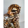 GRANDE RARA SCULTURA CERAMICA FAVARO CECCHETTO ANNI 60 TIGRE LEOPARDO CUCCIOLI