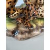 GRANDE RARA SCULTURA CERAMICA FAVARO CECCHETTO ANNI 60 TIGRE LEOPARDO CUCCIOLI