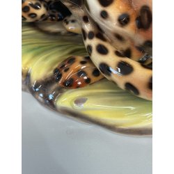 GRANDE RARA SCULTURA CERAMICA FAVARO CECCHETTO ANNI 60 TIGRE LEOPARDO CUCCIOLI