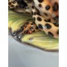 GRANDE RARA SCULTURA CERAMICA FAVARO CECCHETTO ANNI 60 TIGRE LEOPARDO CUCCIOLI