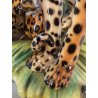 GRANDE RARA SCULTURA CERAMICA FAVARO CECCHETTO ANNI 60 TIGRE LEOPARDO CUCCIOLI