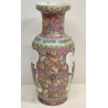 ANTICO VASO CINESE FAMILLE ROSE PORCELLANA DIPINTO FENCAI SCENA QUOTIDIANA FIORI