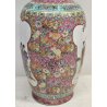 ANTICO VASO CINESE FAMILLE ROSE PORCELLANA DIPINTO FENCAI SCENA QUOTIDIANA FIORI