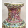 ANTICO VASO CINESE FAMILLE ROSE PORCELLANA DIPINTO FENCAI SCENA QUOTIDIANA FIORI